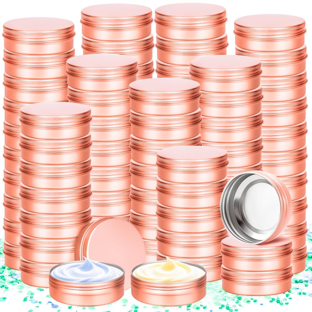 MotBach 50 Pack 1oz Tin Jars, 30ml Metal Tin cans, 1Ounce Aluminum tin can jar Containers with Screw Lid for Lotion Bars, Spices, Salve, Balms, Beard Balm, Toiletries, Creams, Samples, Makeup Cosmetic