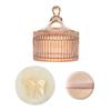 GSHLLO Glass Body Powder Container Empty Crystal Storage Jar Reusable Dusting Powder Jar Portable Setting Powder Box Loose Powder Organizer with 2 Pcs Plush Puffs for Home Hotel Amber view 1