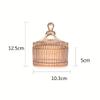 GSHLLO Glass Body Powder Container Empty Crystal Storage Jar Reusable Dusting Powder Jar Portable Setting Powder Box Loose Powder Organizer with 2 Pcs Plush Puffs for Home Hotel Amber view 2