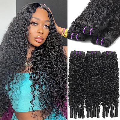 Beautymoon Burmese Curly Bundles Human Hair 14A Human Hair Bundles (18 20 22 Inch) 100% Unprocessed Wet and Wavy 3 Bundles with Spiral End Curly Hair Extensions for Women Double Weft Natural Black