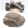 Mens Toupee Wigs Hair System for Men Human Hair Replacement Lace Mens Hair Unit Piece Natural Hairline Toupee for Men (#450 Medium Brown+50% Gray, 6''X9''-100% Light to Med-Light Density) view 1