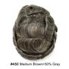 Mens Toupee Wigs Hair System for Men Human Hair Replacement Lace Mens Hair Unit Piece Natural Hairline Toupee for Men (#450 Medium Brown+50% Gray, 6''X9''-100% Light to Med-Light Density) view 2