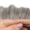 Mens Toupee Wigs Hair System for Men Human Hair Replacement Lace Mens Hair Unit Piece Natural Hairline Toupee for Men (#450 Medium Brown+50% Gray, 6''X9''-100% Light to Med-Light Density) view 3