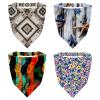 RODAILYCAY 4 Piece Hair Scarfs, Watercolor Art Geometry Waves Elastic Hair Scarf Headband, Triangle Kerchief, Head Hairband Bandanas view 1