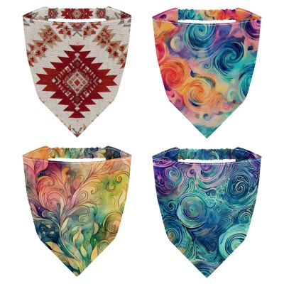 RODAILYCAY 4 Pack Abstract Artistic Mysterious Swirls Hair Scarf Headband for Women Girls, Non Slip Head Covers, Elastic Triangle Head Scarf Bandanas