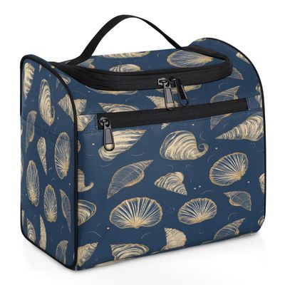 VQUVQV Travel Toiletry Bag for Men Women, Ocean Shell Pattern Waterproof Hanging Makeup Bag Organizer, Portable Travel Bags for Toiletries, Cosmetic