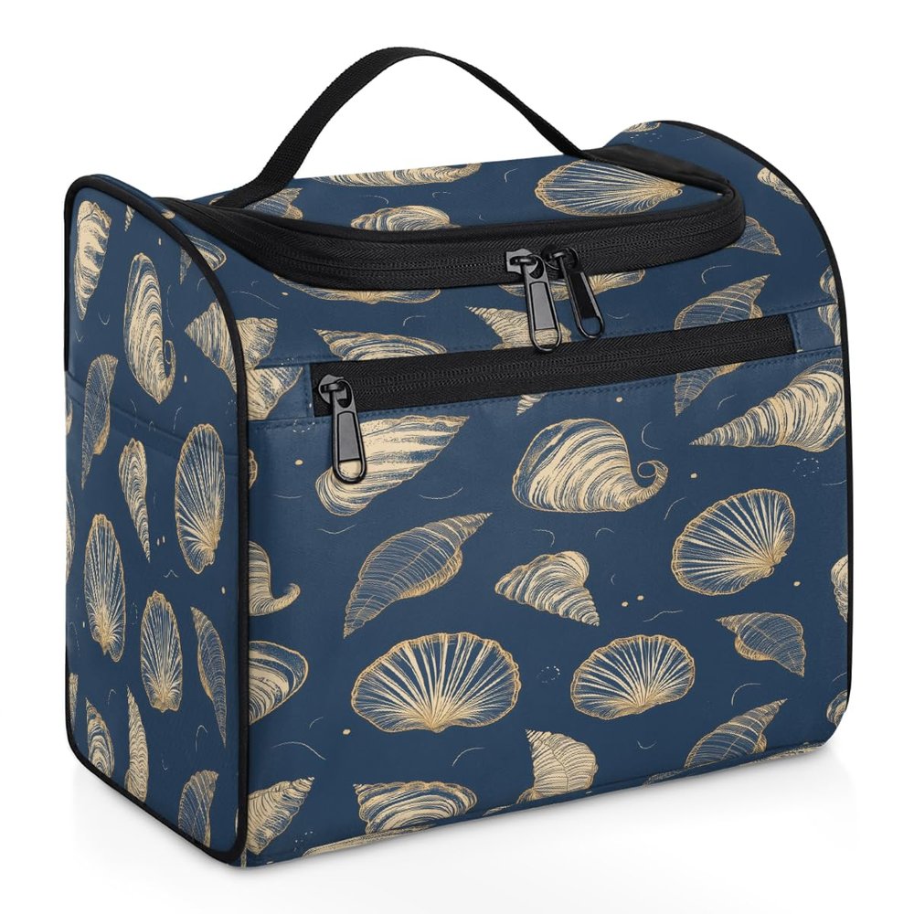 VQUVQV Travel Toiletry Bag for Men Women, Ocean Shell Pattern Waterproof Hanging Makeup Bag Organizer, Portable Travel Bags for Toiletries, Cosmetic