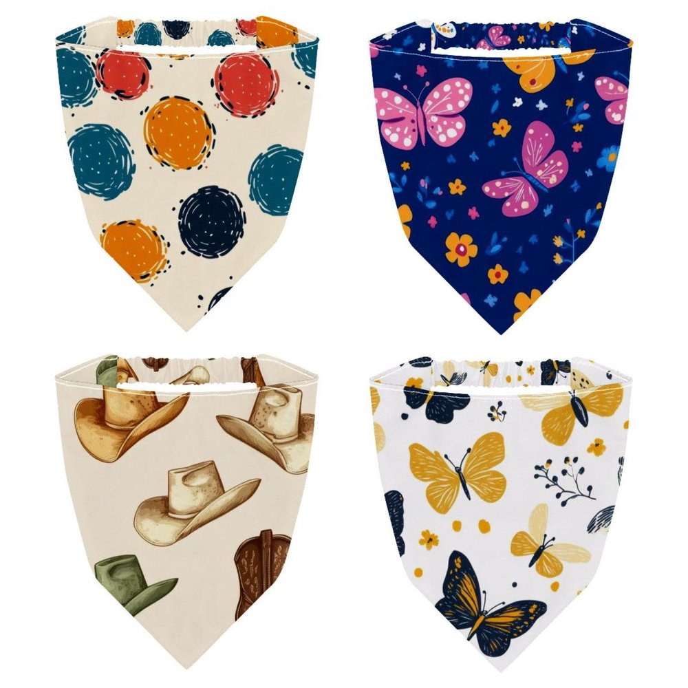 RODAILYCAY 4 Packs Hair Scarf Headband for Women Girls Non Slip Head Covers Elastic Triangle Head Scarf Bandana, Western Themed Cowboy Boots Caps Seamless