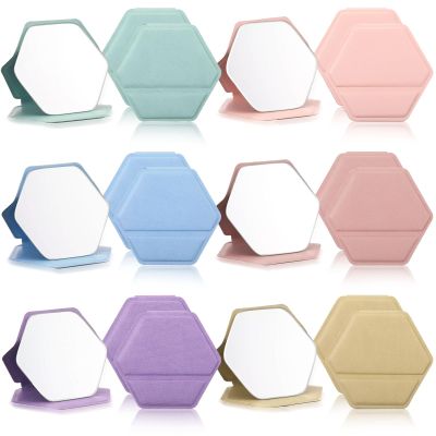 Fiwochic Compact Portable Mirror Bulk, Hexagon, Pastel, 12 Pcs
