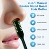 5PCS 2-in-1 Nasal Hair Cutter, Upgrade Manual Double Sided Nose Hair Trimmer Cutter for Women and Men 360Rotating Nose Hair Remover Grooming Tool knife Razor Portable Nostril hair kit (Dark Green) view 2
