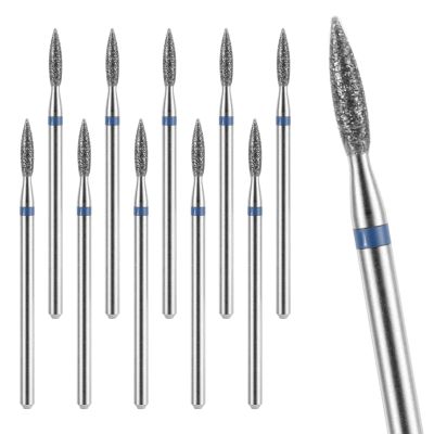 10 Pack Professional Cuticle Nail Drill Bit Diamond Flame Cuticle Drill Bits for Nails 3/32'' Shank Cuticles Clean Drills Bit Manicure Pedicure Tools with Case for Dead Skin Removal
