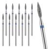 10 Pack Professional Cuticle Nail Drill Bit Diamond Flame Cuticle Drill Bits for Nails 3/32'' Shank Cuticles Clean Drills Bit Manicure Pedicure Tools with Case for Dead Skin Removal view 1