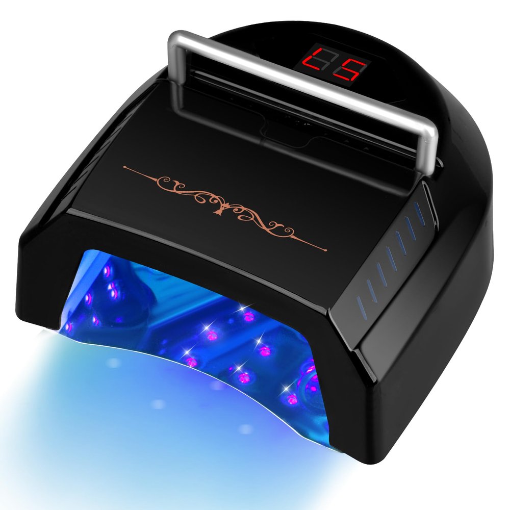 HoMove UV LED Nail Lamp Professional, 72W Cordless Nails Lamp with Fan, LED Light for Gel Nails, Nail Dryer with 45 Beads, Perfect for Salon Manicure, Pedicure(Glossy Black)