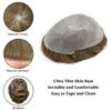 FNY HAIR 0.06mm Ultra Thin Skin Mens Hair System Human Hair Toupee For Men Natural Hairline V-Looped Mens Hairpiece Real Skin Hair Replacement System 6X9#1710 Dark Ash Blonde+10% Gray view 4