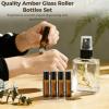 64 Pcs Amber Roller Bottles for Essential Oils - 10ml Refillable Essential Oil Roller Bottles Set with Transfer Pipettes, Glass Stainless Steel Roll On Ball Applicator for Perfume, Essential Oils view 3