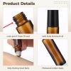 64 Pcs Amber Roller Bottles for Essential Oils - 10ml Refillable Essential Oil Roller Bottles Set with Transfer Pipettes, Glass Stainless Steel Roll On Ball Applicator for Perfume, Essential Oils view 4