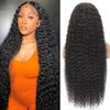 OUX Deep Wave Lace Front Wigs Human Hair Real 280 Density 13x6 HD Lace Front Wigs Real Human Hair Wig Pre Plucked Deep Curly Wig for Black Women Triple Lifespan 3X (Black Wig 280 Density, 20 Inch) view 1