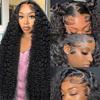 OUX Deep Wave Lace Front Wigs Human Hair Real 280 Density 13x6 HD Lace Front Wigs Real Human Hair Wig Pre Plucked Deep Curly Wig for Black Women Triple Lifespan 3X (Black Wig 280 Density, 20 Inch) view 2