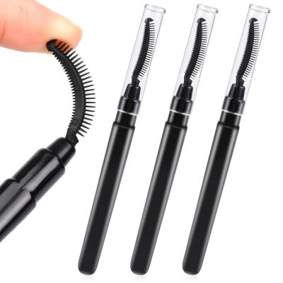 3 Pcs Silicone Lash Brush, Eyelash Comb Black Mascara Eyelash Separator Eyelashes Definer with Dust Cover
