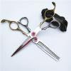 Hair Cutting Scissors Set - 6 Inch Purple Drill Style with Gold Handle & Thinning Shears for Professional Haircuts view 1