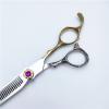 Hair Cutting Scissors Set - 6 Inch Purple Drill Style with Gold Handle & Thinning Shears for Professional Haircuts view 3