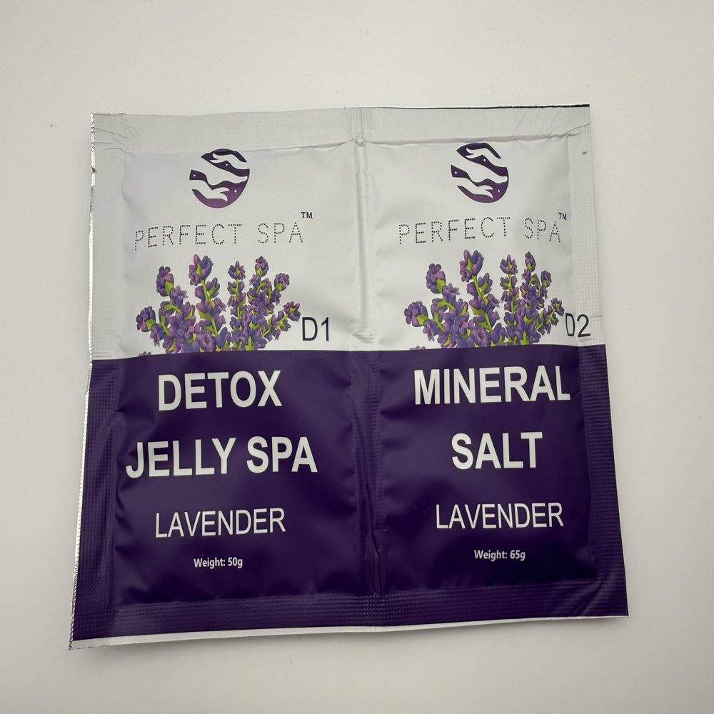 Perfect Spa Lavender Crystal Jelly Foot Bath Kit, Detox Jelly Spa and Mineral Salt, Professional Pedicure Treatment, 2-Step System, 100 Sets Bulk Case