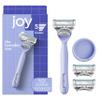joy lavender razor for women, shave kit with 1 handle + 3 razor blade refills, includes shower holder view 1