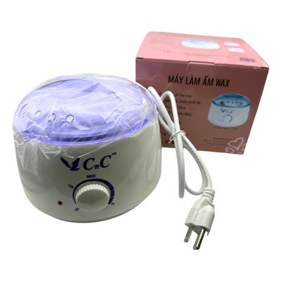 CnC Professional Depilatory Wax Warmer, White and Purple, Electric Hair Removal Heater with Adjustable Temperature Control, 360 Heating Coil, Break Resistant Lid