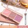 3-Color Blush Palette with Brush - Matte & Shimmer Powder Blush Trio - Long Lasting, High Pigment Face Makeup - Cool Tone Pink, Nude Brown & Berry Plum Shades for Natural Flushed Look view 2