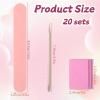 20 Set Disposable Manicure Kit, Individually Package with Mini Nail File Wood Stick Press on Nail Tool Prep Kit for Home Salon Hand Foot Manicure, Pink view 2