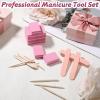 20 Set Disposable Manicure Kit, Individually Package with Mini Nail File Wood Stick Press on Nail Tool Prep Kit for Home Salon Hand Foot Manicure, Pink view 3