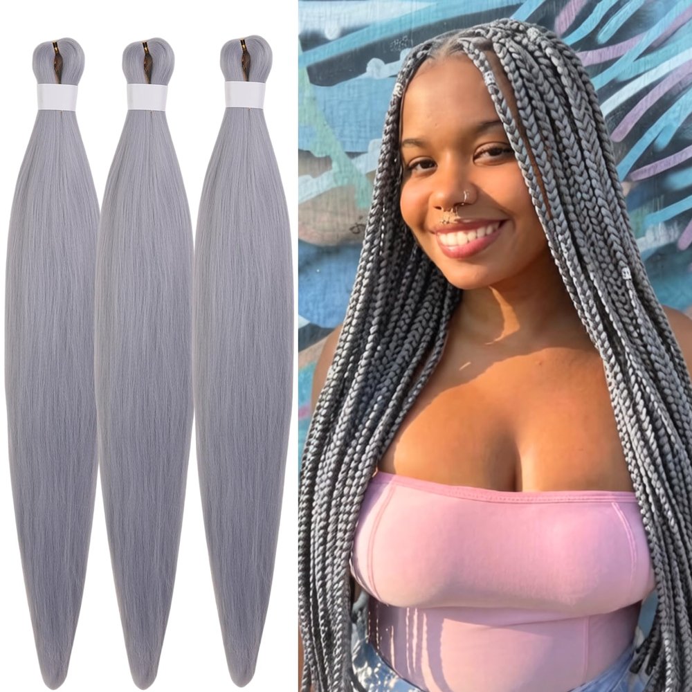 ITSBRAIDS Grey Braiding Hair Pre Stretched Hypoallergenic Non Toxic