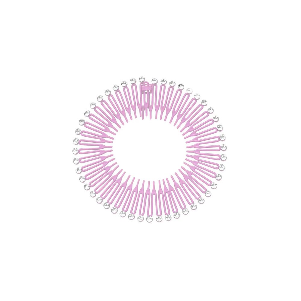 Nikeg Stretch Comb Headband 30Pieces Full Circular Stretch Comb Headbands Flexible Plastic Circle Hair Wrap Hairband Holder(Pink)