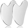 GYQORPHA 2Pcs Gua Sha Facial Tools Guasha for Face - Stainless Steel Gua Sha Tool - Massager Tool for Jawline & Chin,Fascia Massage Tool, Lymphatic Drainage Massager a view 1