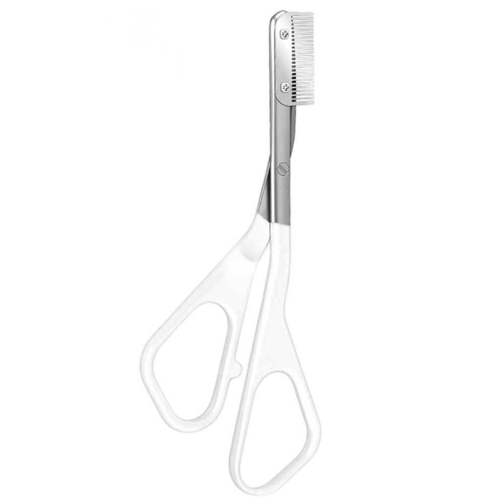 Eyebrow Scissors with Comb, Stainless Steel Eyebrow Trimmer, Precision Grooming Tool for Shaping Eyebrows for Women and Men, White, Uso en casa