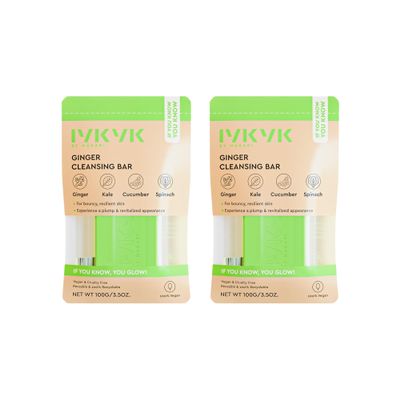 MAKARI IYKYK Ginger Cleansing Bar 2 Pack | Moisturizing Facial Soap with Ginger, Kale, Cucumber & Spinach | Gentle Shea Butter Cleanser | Vegan & Non-Drying