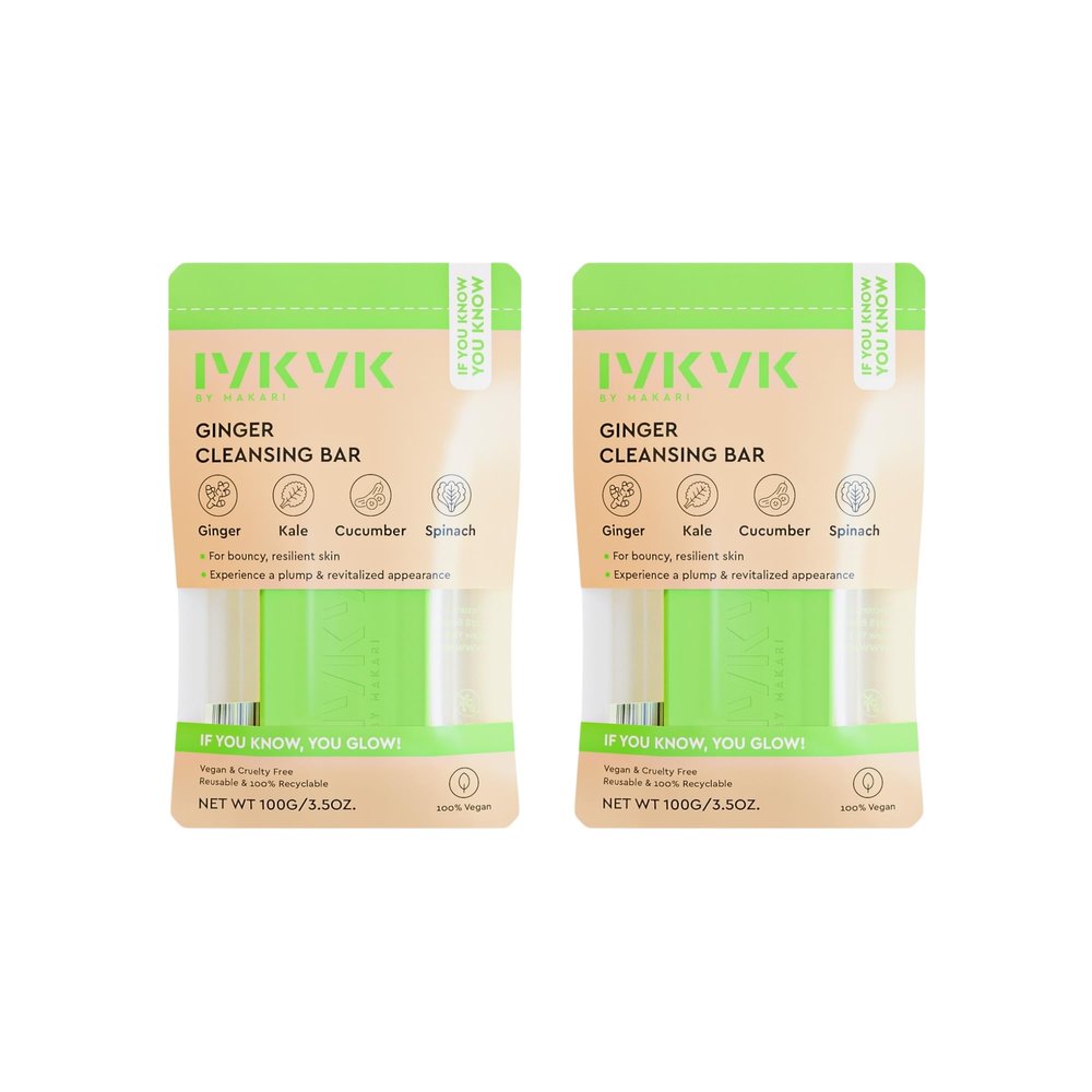 MAKARI IYKYK Ginger Cleansing Bar 2 Pack | Moisturizing Facial Soap with Ginger, Kale, Cucumber & Spinach | Gentle Shea Butter Cleanser | Vegan & Non-Drying