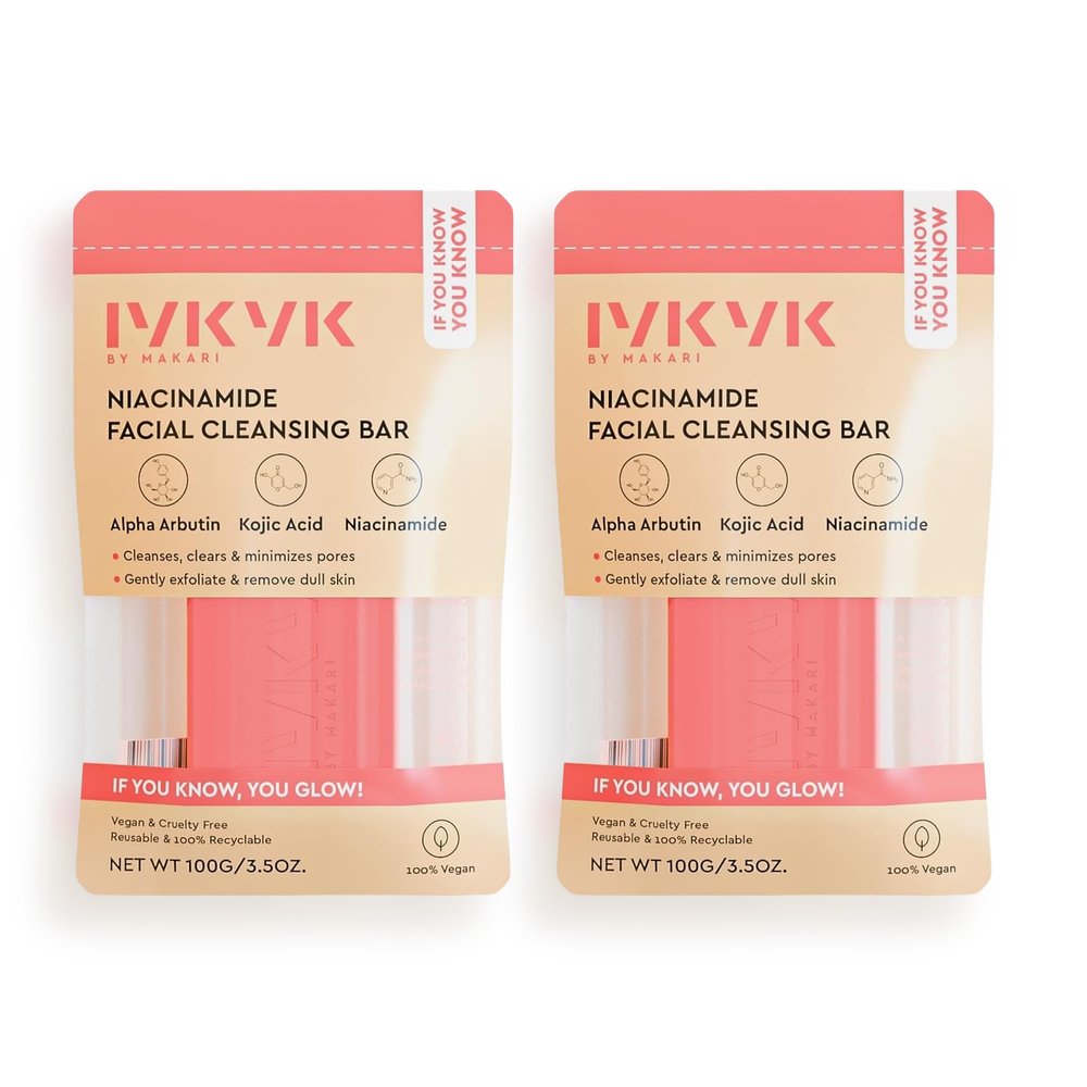 MAKARI IYKYK Niacinamide Facial Cleansing Bar 2 Pack | Helps Minimize the Look of Pores | Unscented Gentle Exfoliating Soap Bar | Moisturizing Daily Facial Cleanser | Vegan