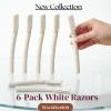 6Pack White Disposable Razors, Smooth Shave for Men & Women, Travel & Everyday Use, SingleUse Shaving Tool, Portable Travel Kit view 2