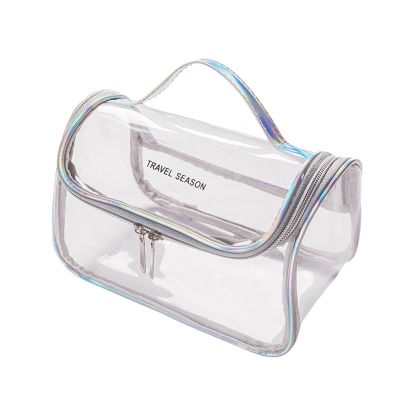 Toiletry Bag for Women, Clear Wideopen Portable Makeup Organizer Bag with Handle,Waterproof Travel Size Lightweight Make Up Bags for Women for Essentials Traveling Accessories Skincare Toiletries