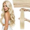 Moresoo Butterfly Weft Hair Extensions Human Hair, Light Blonde 16 Inch 80g view 1