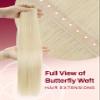 Moresoo Butterfly Weft Hair Extensions Human Hair, Light Blonde 16 Inch 80g view 2