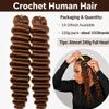 Deep Wave Crochet Human Hair Knotless Pre-Separated Crochet Hair Seamless Feather Human Hair Extension Reusable 14inch 120g #30Color Dark Brown view 3