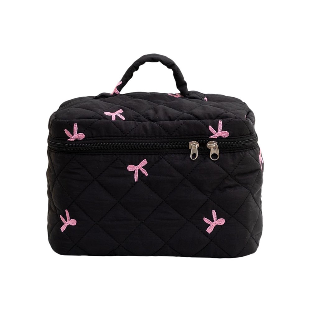 Make Up Bags for Women, Large Capacity Aesthetic Puffy Make Up Bags for Women with Divider and Handle,Floral Travel Size Cute Large Makeup Organizer for Toiletries Essentials Skincare Accessories