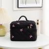 Make Up Bags for Women, Large Capacity Aesthetic Puffy Make Up Bags for Women with Divider and Handle,Floral Travel Size Cute Large Makeup Organizer for Toiletries Essentials Skincare Accessories view 4