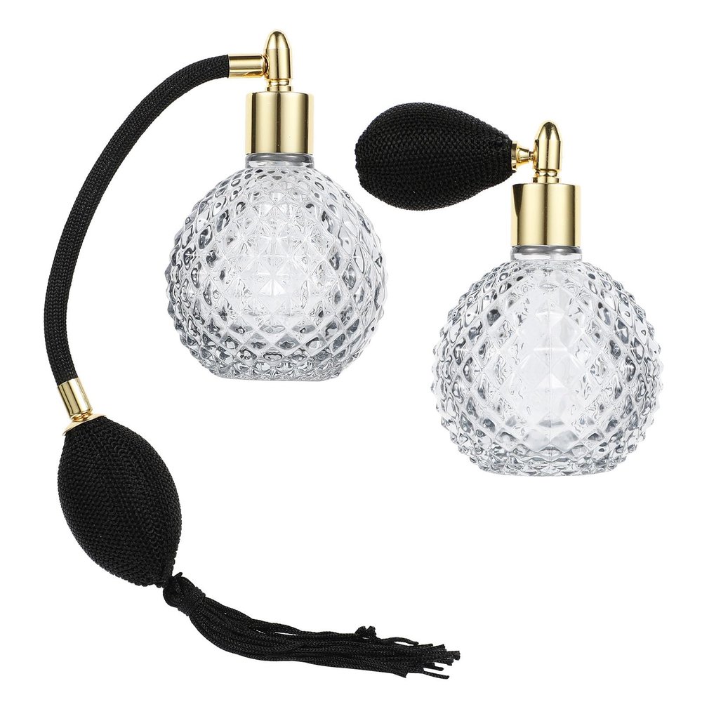2Pcs 100ml Glass Perfume Bottles, Vintage Pineapple Pattern Spray Atomizers