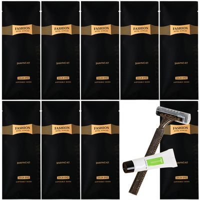 10Pack Luxury Skin Friendly Travel Hotel Disposable Razors Kit Individually Wrapped; Clean and Hygienic; Private Body Shaving Set with Shave Cream; Travel Shaving Razor for Hotel,Home, Daily Use