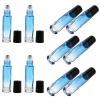 DONFAMDS 10Pcs 10Ml Gradient Blue Glass Roller Bottles Refillable Essential Oil Sub Containers with Black Caps for Aromatherapy and Travel view 1