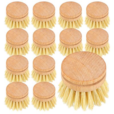 AOZUO 12 Pcs Bamboo Dish Brush Replacement Heads, Small Wooden Dish Brushes