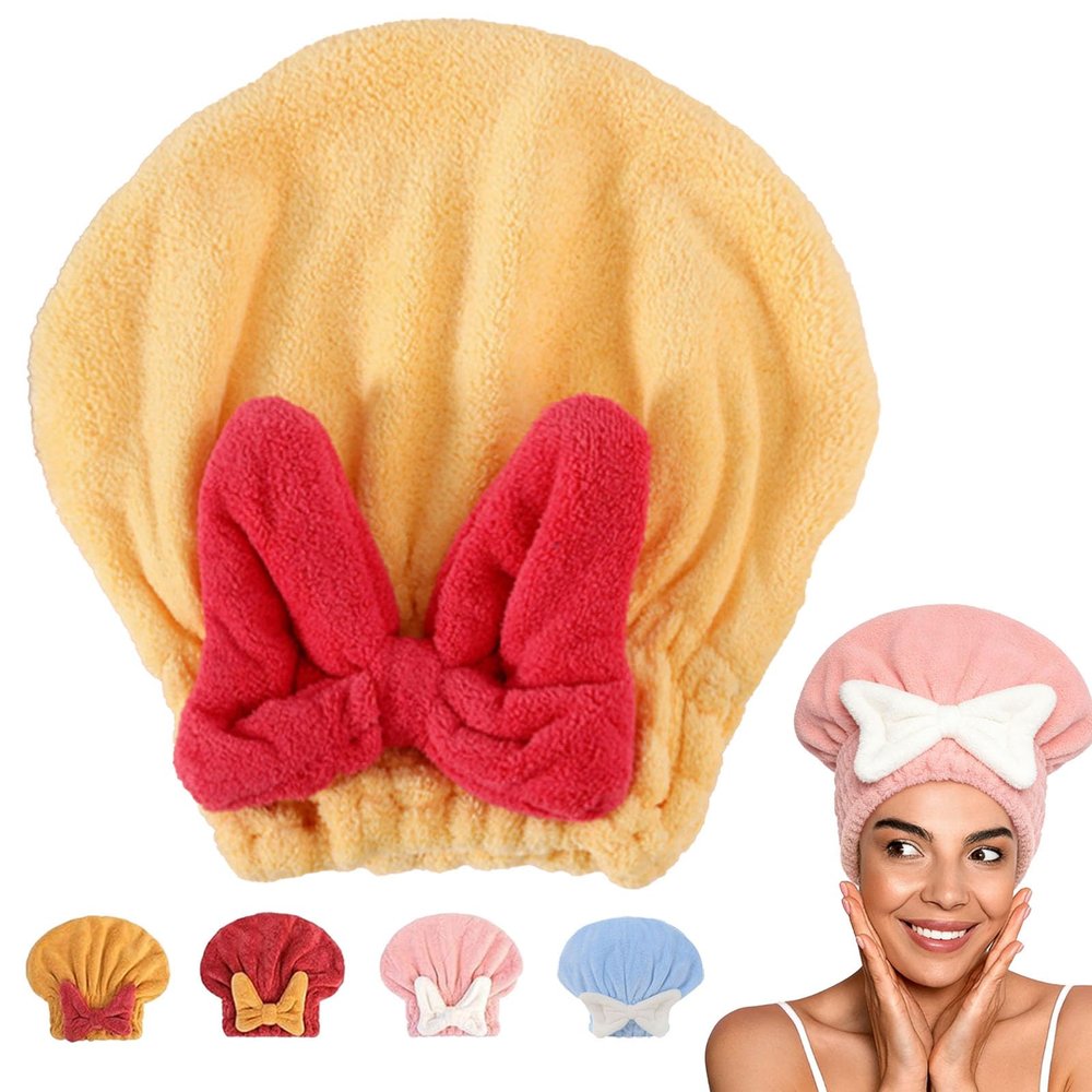 Fafcut Super Absorbent Hair Towel Wrap, Microfiber Hair Towel Wrap, Microfiber Hair Towel Long Hair for Curly,Wet Hair, Quick-Drying Hair Towels, Soft Bow Tie Wet Hair Towels Wrap for Women (C)